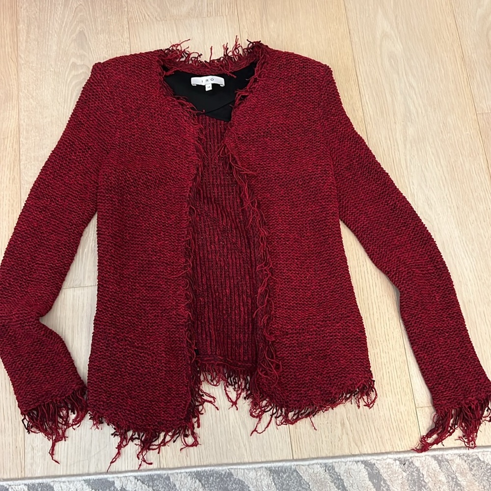 Iro Open Jacket in Red Cotton